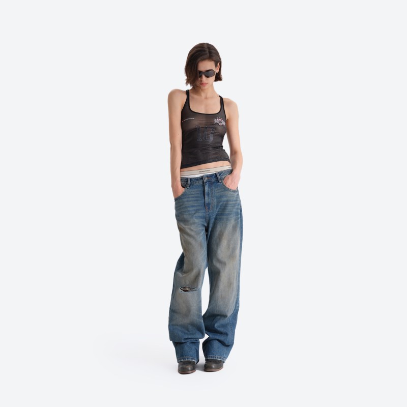 No.10 Snake‑print Sheer Tank Top